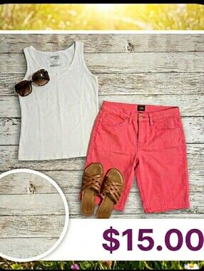 Danskin Now White Active Tank Top: LG + Lee Shorts: 10M, 2 pc Set